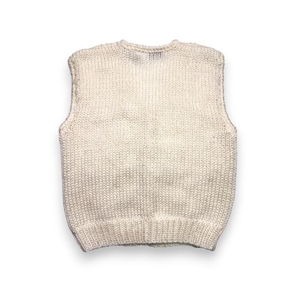 Vintage Nan Dorsey Hand-Knit Cream Vest W/ Pearl Buttons Size Small - Picture 10 of 11